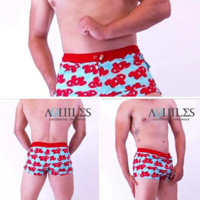 Traje de Baño tipo Bóxer con tonos Rojos y Azules